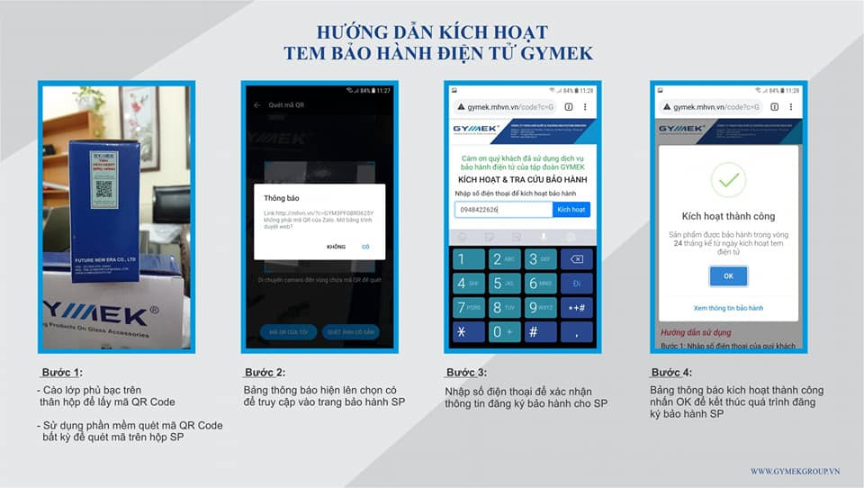 Kích hoạt bảo hành GYMEK