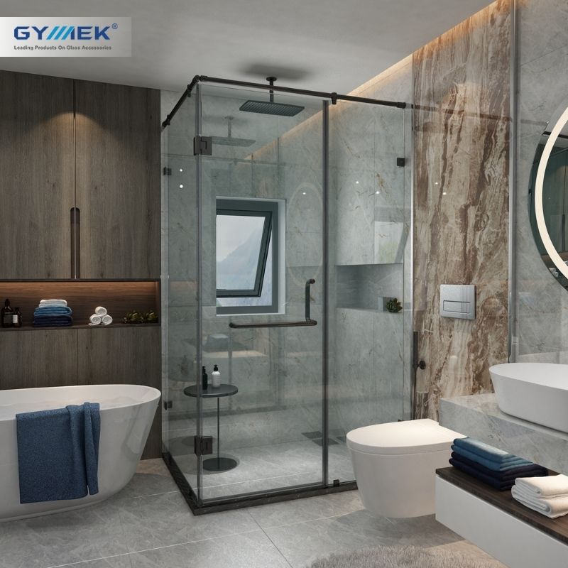 Phòng tắm kính 90 độ KK giằng tròn