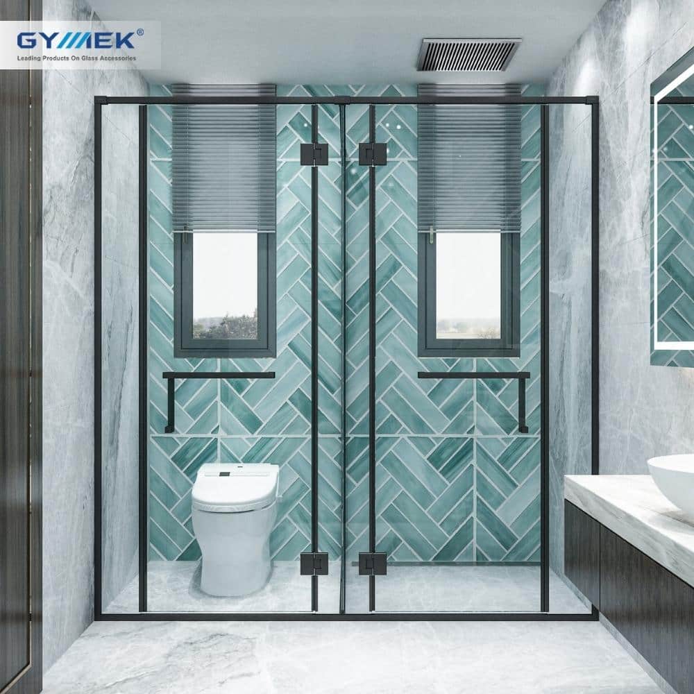 Phòng tắm kính hệ cao cấp cửa mở 180 độ kép bản lề thường
