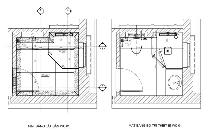 Kích thước phòng tắm kính 135