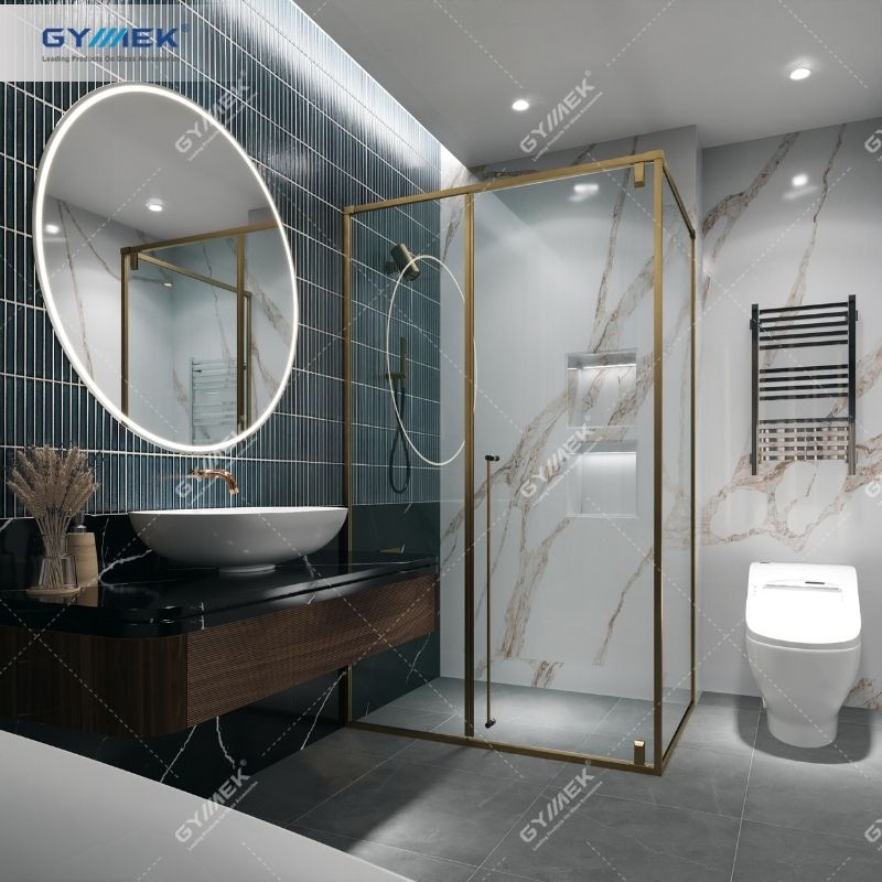 Phòng tắm 90 độ K-K Hệ slim Cửa mở Bản lề trục xoay