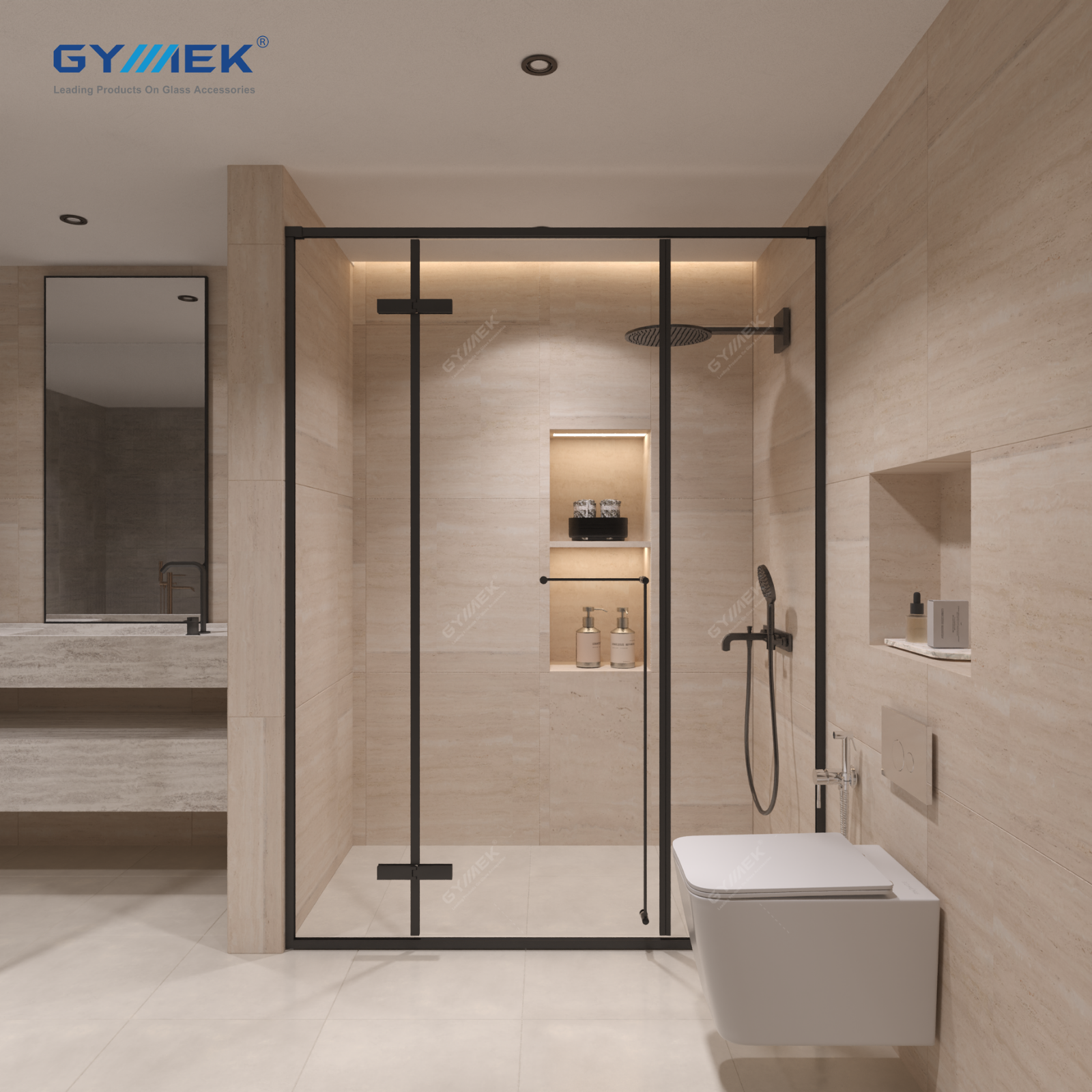 Phòng tắm 180 độ Hệ slim Cửa mở Bản lề slim - Hình ảnh 6