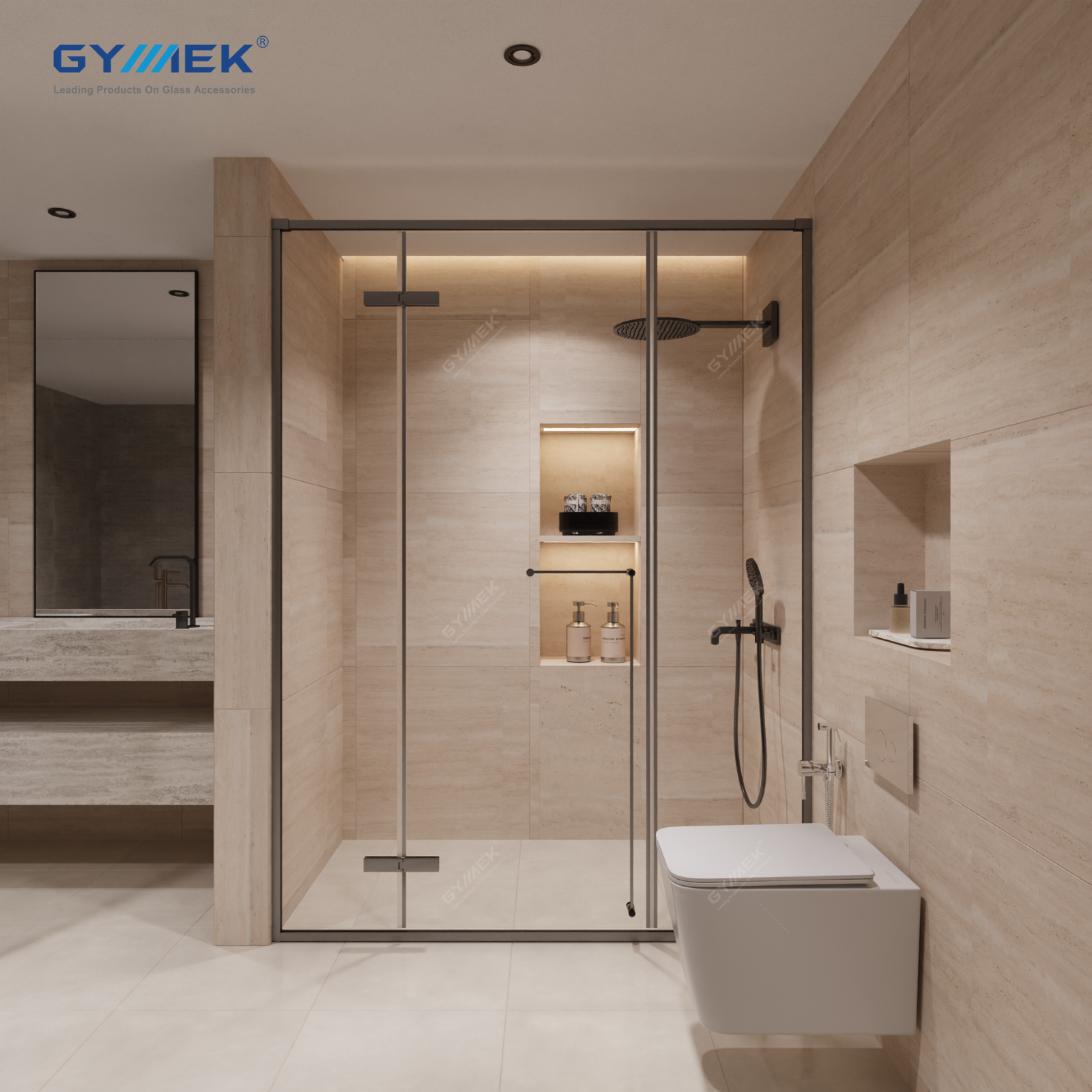 Phòng tắm 180 độ Hệ slim Cửa mở Bản lề slim - Hình ảnh 3