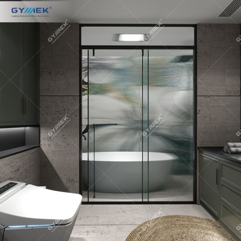 Phòng tắm kính Hệ slim Cửa trượt 1 cánh có tấm trám trên