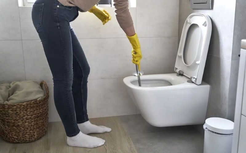 xử lý bồn cầu bị tắc