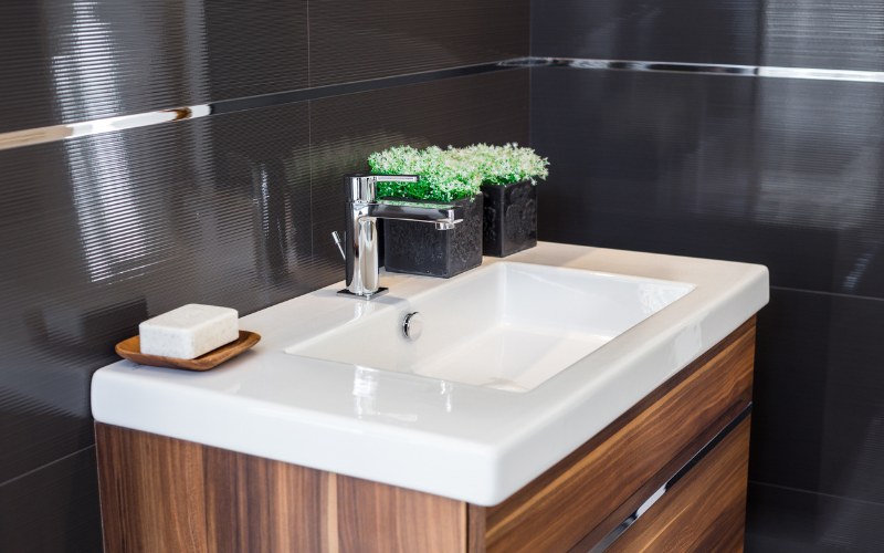 đặt cây ở bồn rửa tay