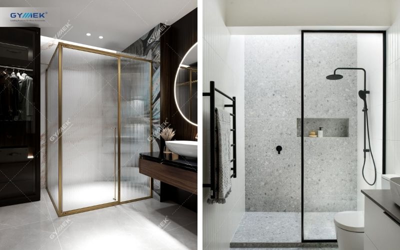 So sánh phòng tắm kính với vách kính nhà tắm không cửa