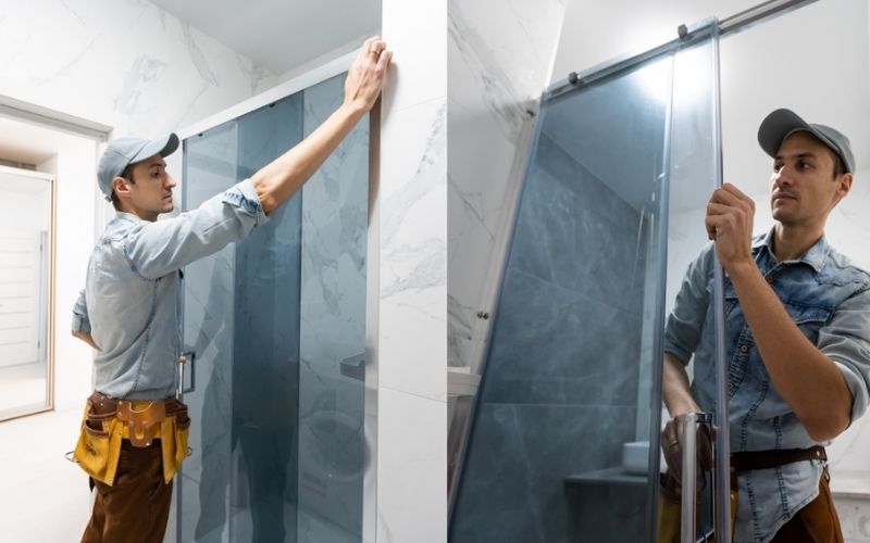 quy trình lắp đặt phòng tắm kính