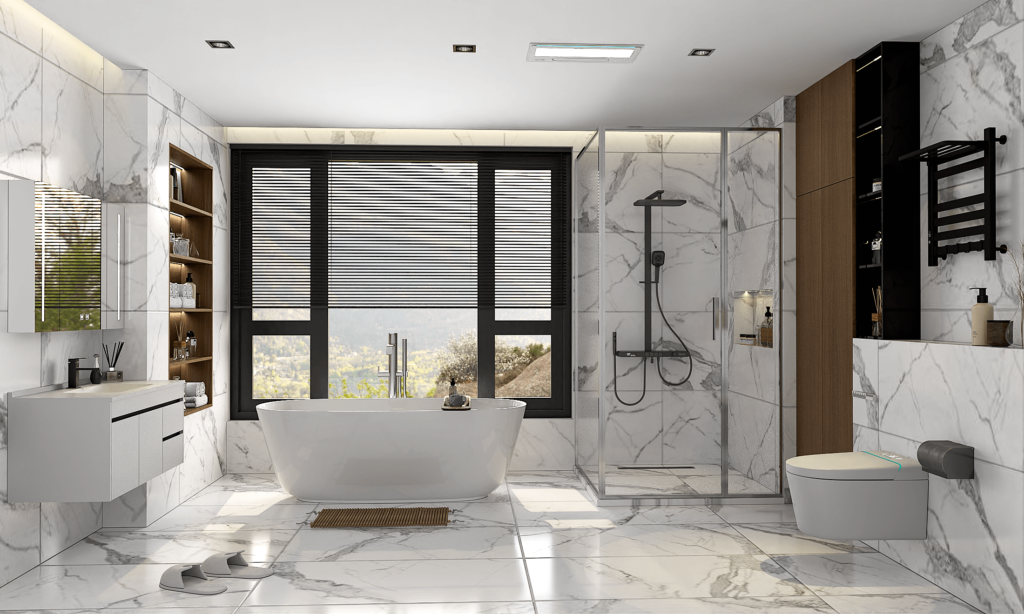 Bố trí phụ kiện phòng tắm 