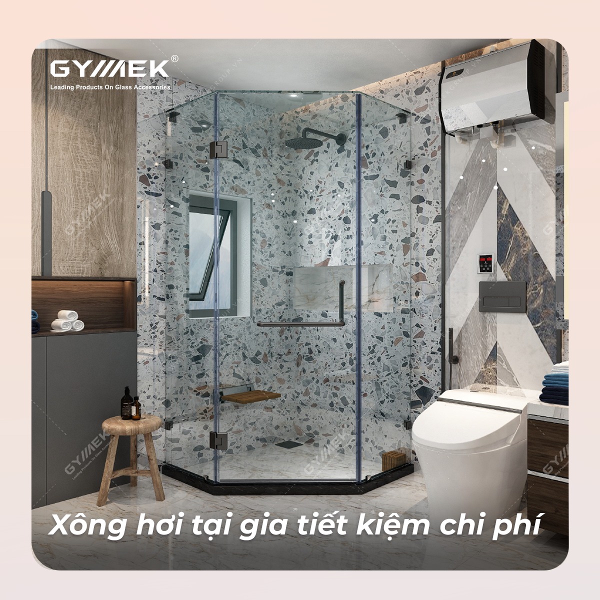phòng tắm kết hợp xông hơi
